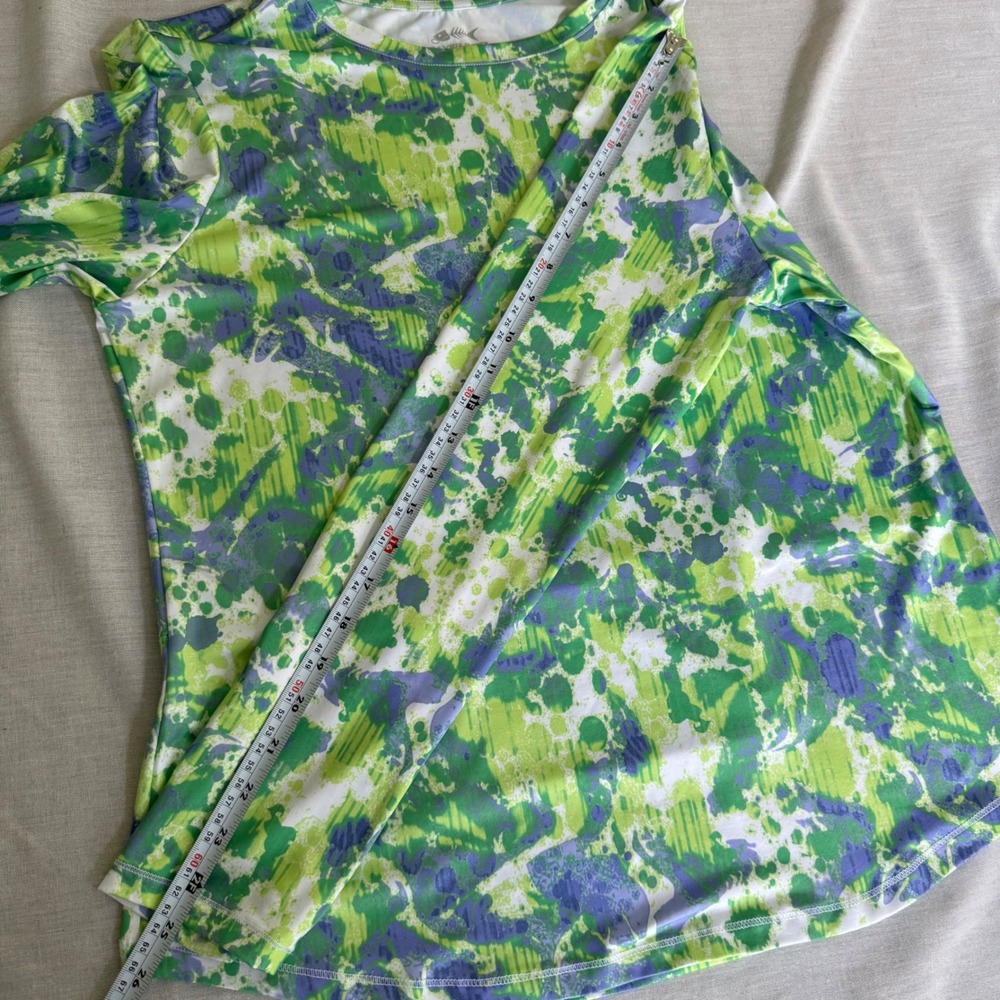 Silver Bait Women's L Performance Fishing Shirt Green Purple Splash Zip Pocket - Picture 8 of 8